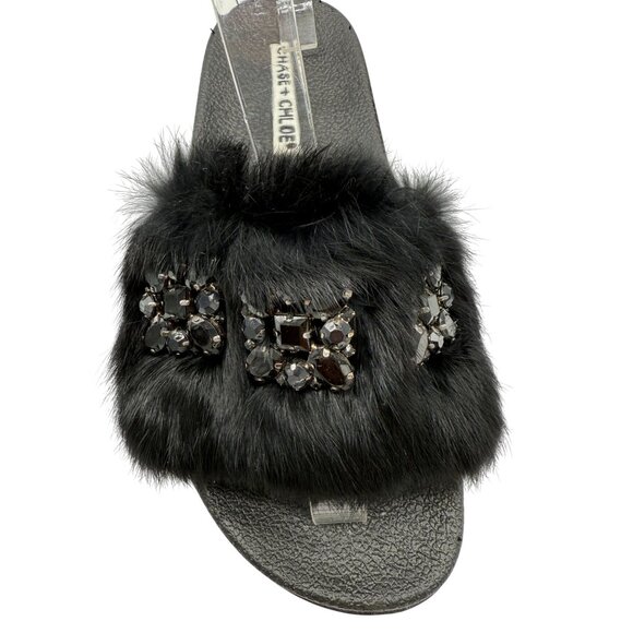 Chase & Chloe Black jeweled sandal slides - Size 7.5 - Picture 5 of 6